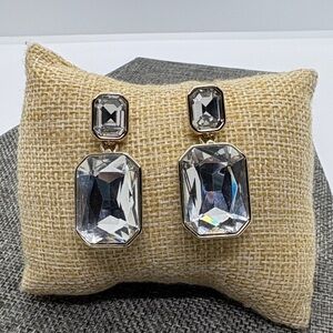 J. Crew Silver and Crystal Drop Earrings